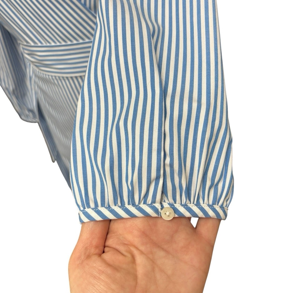 NWT J. Crew Wrap Dress Women's Size 4 Striped Cotton Poplin Blue White  Lined - Picture 8 of 16